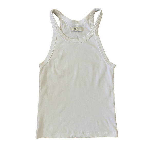 Rowan Women's Pruitt 100% Cotton White Racerback Tank S Minimalist Casual USA - Picture 2 of 9